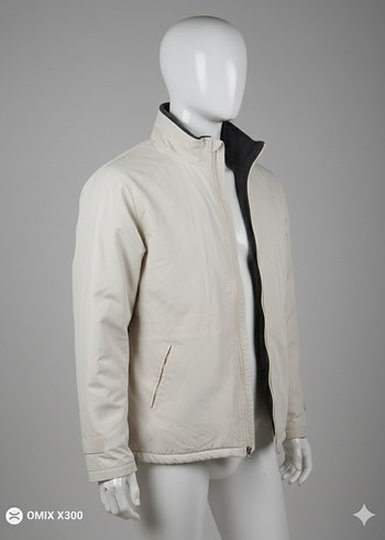 Beyaz Yüksek Yakalı Erkek Mont - Görsel 5