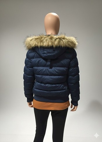 Kadın Lacivert Kürklü Günlük Mont - Görsel 2