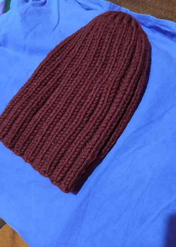 bordo el Örgü Kadın Bere - Görsel 2