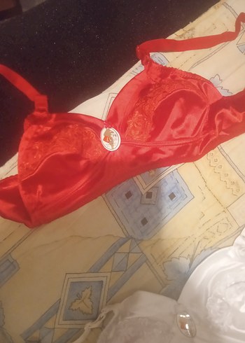 Kırmızı Vintage Parlak Sütyen - Görsel 2