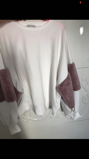 Zara kolları peluş sweatshirt