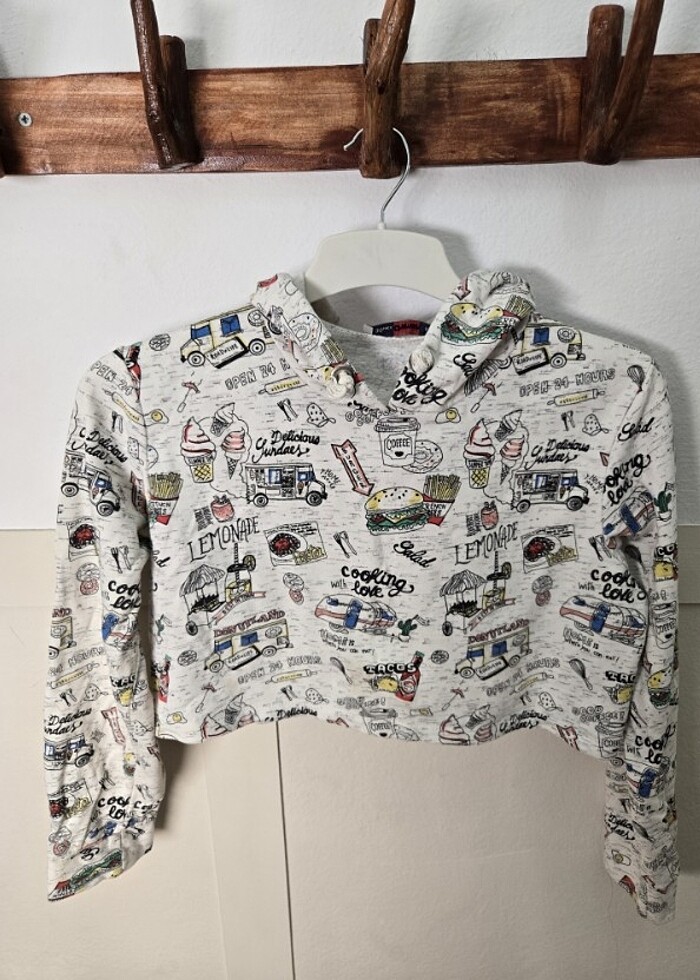 Çok renkli crop kapsonlu m beden - Görsel 2