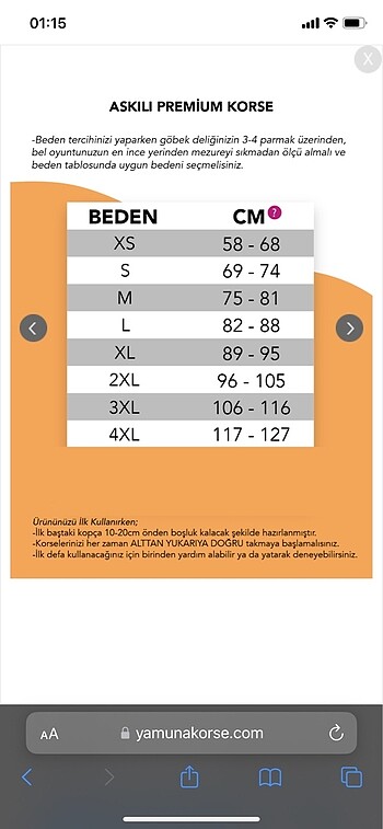 xxl Beden ten rengi Renk Yamuna korse