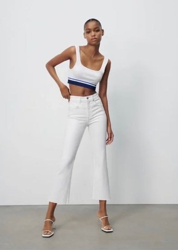 Zara Beyaz Flare Jeans - Görsel 6