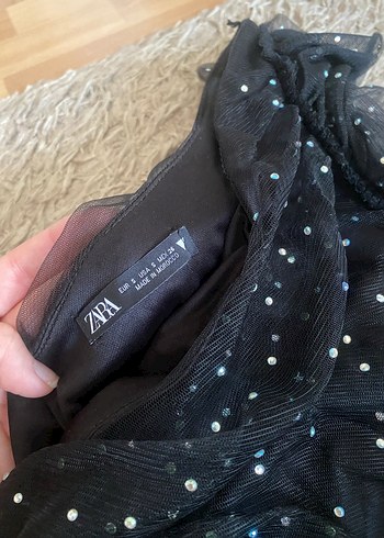 Zara Viral Taşlı Siyah Tek Omuz Elbise - Görsel 4