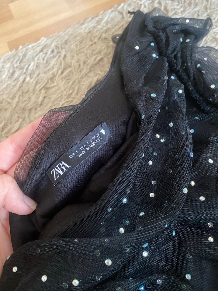 Zara Viral Taşlı Siyah Tek Omuz Elbise - Görsel 4