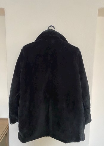 Siyah Midi Suni Kürk Kaban - Görsel 4