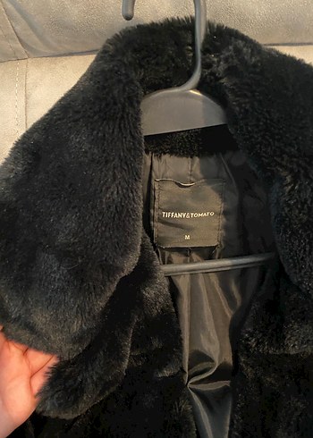 Siyah Midi Suni Kürk Kaban - Görsel 3