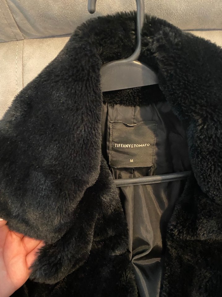 Siyah Midi Suni Kürk Kaban - Görsel 3