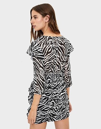 Bershka Zebra Desenli Elbise - Görsel 7