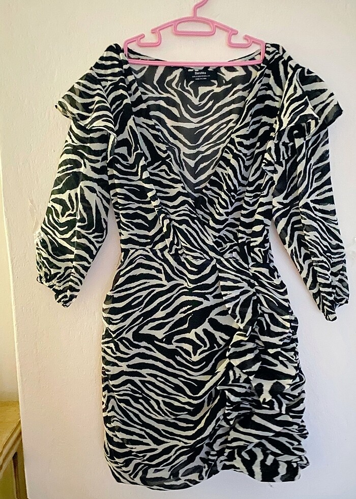 Bershka Zebra Desenli Elbise - Görsel 2