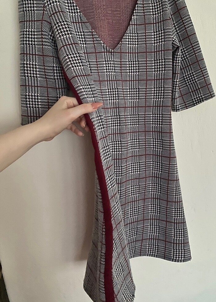 Stradivarius Ekoseli Elbise - Görsel 4