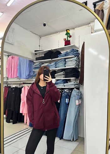 s Beden Bordo Kapüşonlu Salaş Sweat