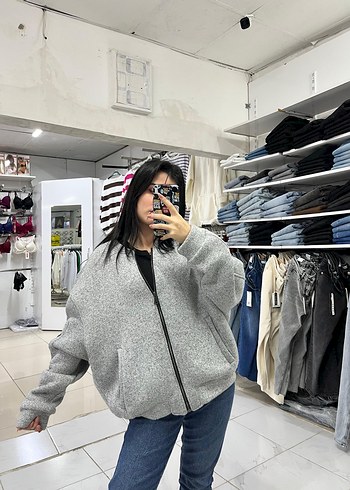 Gri Kapüşonlu Kadın Street Style Ceket