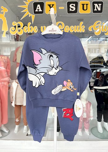 Tom ve Jerry Baskılı Gri Kız Eşofman Takımı
