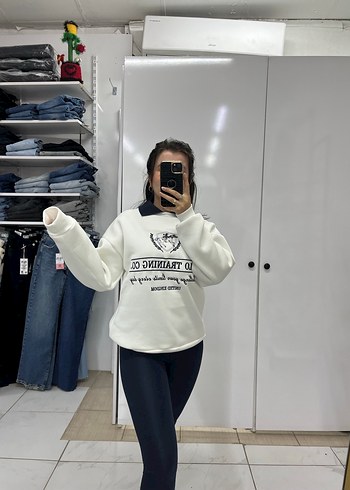 Diğer Beyaz Baskılı Kadın Sweatshirt