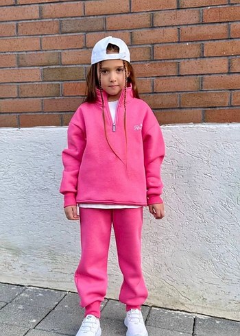 Pembe Rahat Kesim Kız Eşofman Takımı - Görsel 2