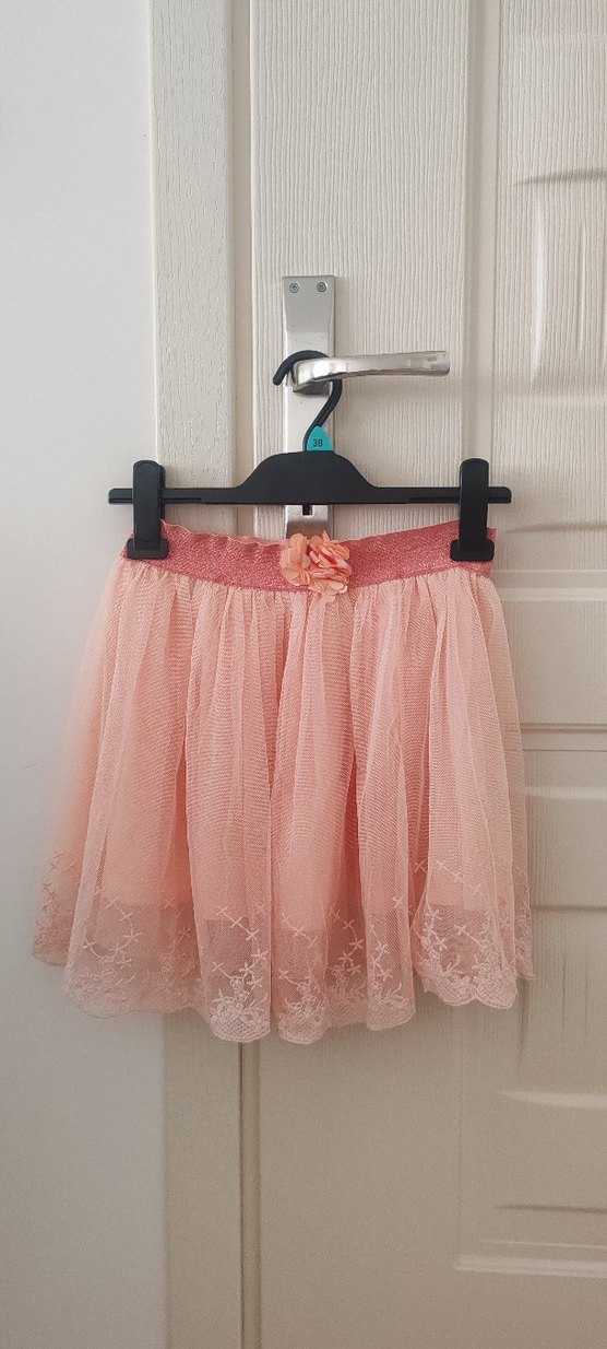 Kız Çocuk Pembe Dantel Detaylı Etek - Görsel 2