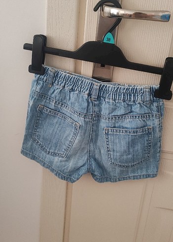 Kız Çocuk Mavi Kot Düğmeli Şort - Görsel 3