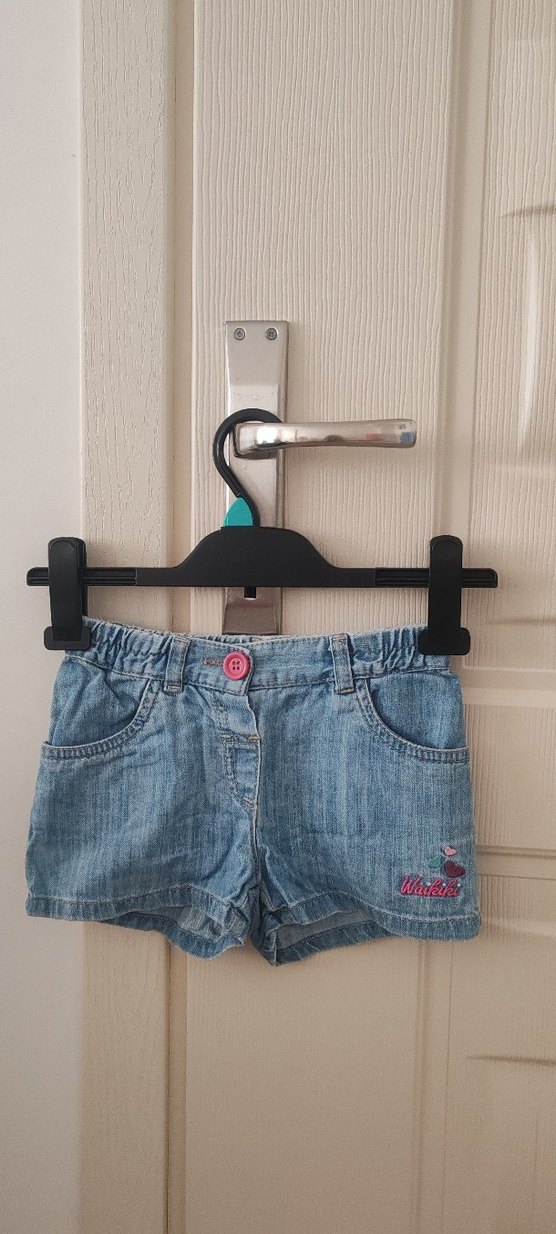 Kız Çocuk Mavi Kot Düğmeli Şort - Görsel 2