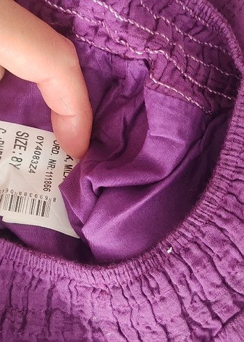 Mor Pliseli Keten Mini Etek - Görsel 3