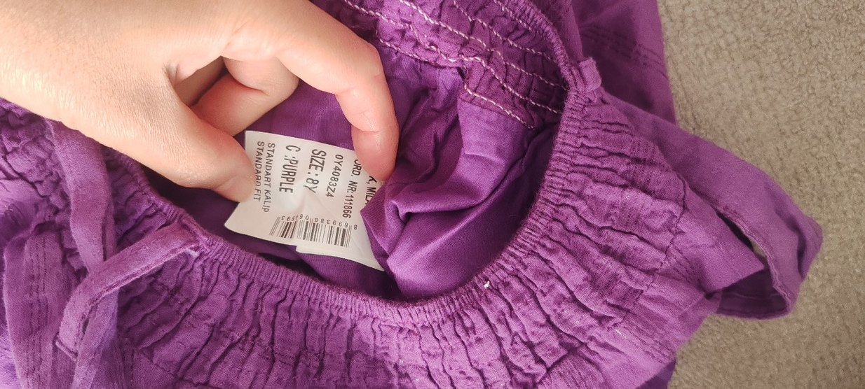 Mor Pliseli Keten Mini Etek - Görsel 3