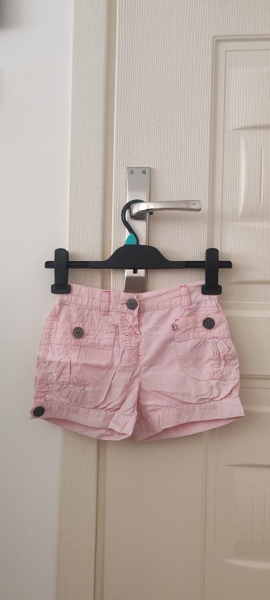 Düğmeli Pembe Kız Şort - Görsel 2