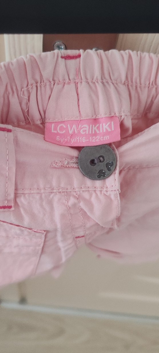 Düğmeli Pembe Kız Şort - Görsel 3