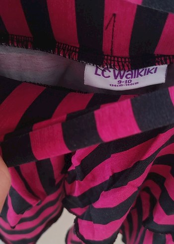 Pembe Siyah Çizgili Mini Fırfırlı Etek - Görsel 4