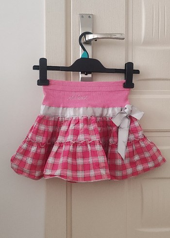 Pembe Kareli Fırfırlı Kız Çocuk Etek - Görsel 2