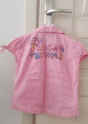 Pembe Kısa Kollu Düğmeli Mini Gömlek - Görsel 3