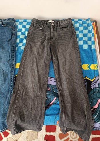 Gri Bol Kesim Kadın Kot Pantolon - Görsel 3