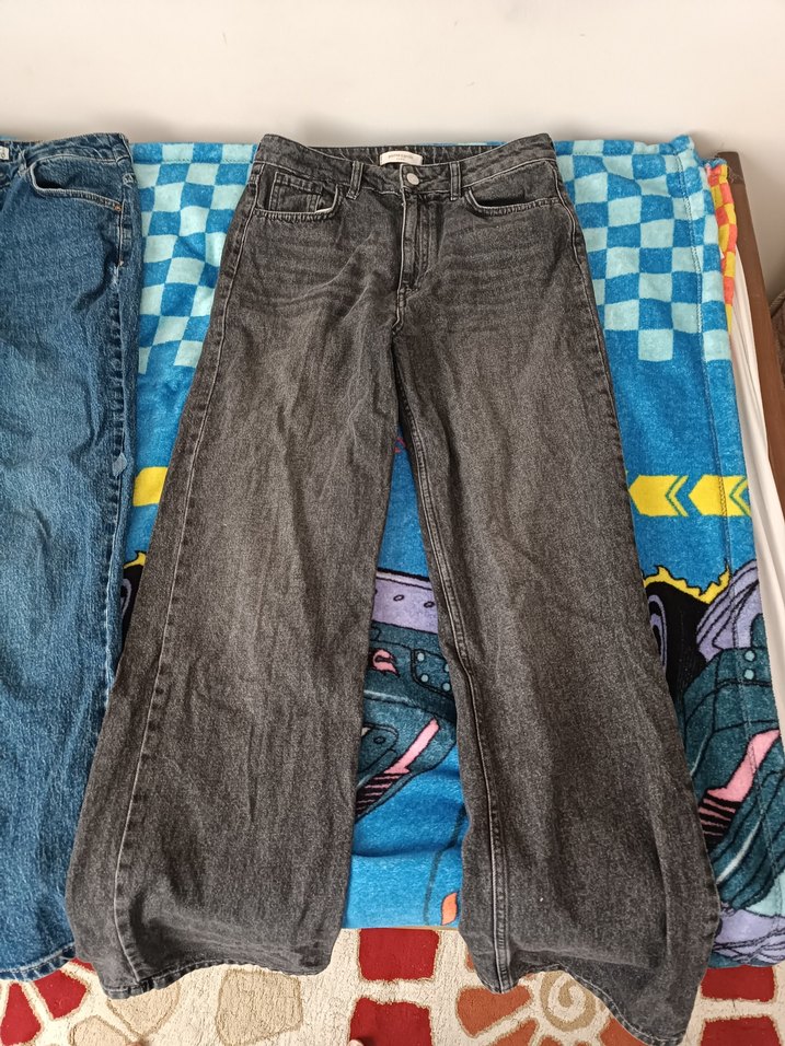 Gri Bol Kesim Kadın Kot Pantolon - Görsel 3