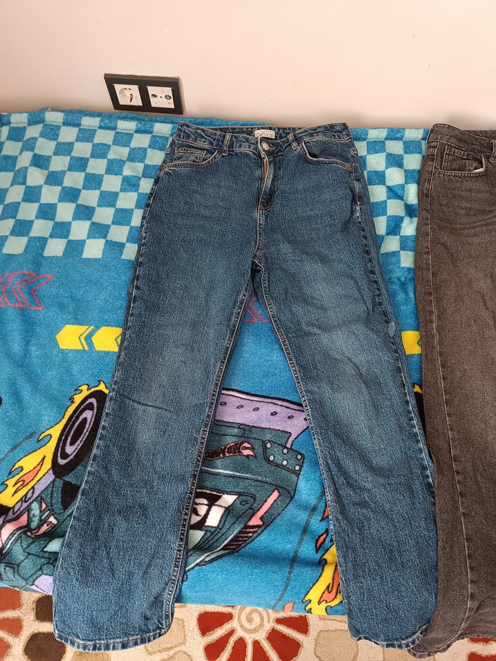 Gri Bol Kesim Kadın Kot Pantolon - Görsel 2