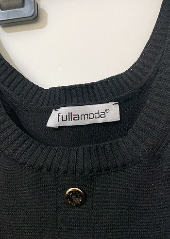 Düğmeli Siyah Örme Kadın triko - Görsel 2