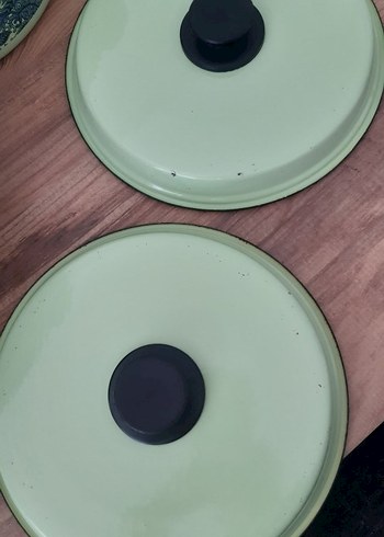 Yeşil Desenli Emaye Tencere Seti - Görsel 6