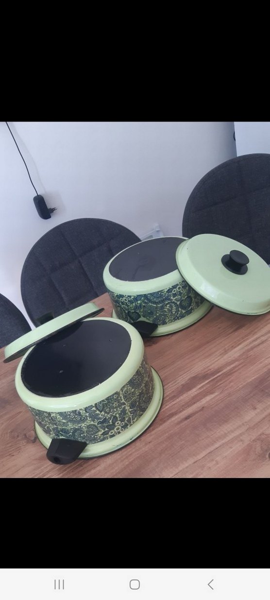 Yeşil Desenli Emaye Tencere Seti - Görsel 4