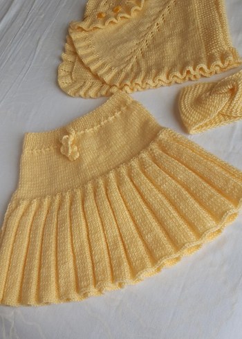 Kız Çocuk Sarı Örgü Takım - Görsel 5