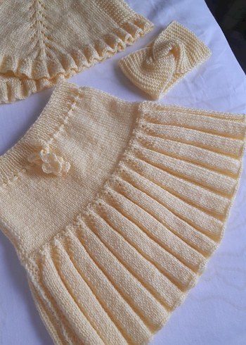 Kız Çocuk Sarı Örgü Takım - Görsel 8