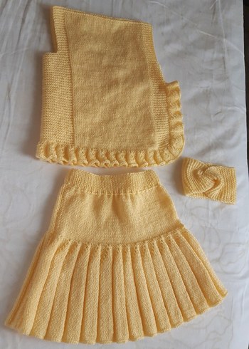 Kız Çocuk Sarı Örgü Takım - Görsel 6