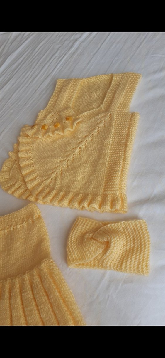 Kız Çocuk Sarı Örgü Takım - Görsel 3