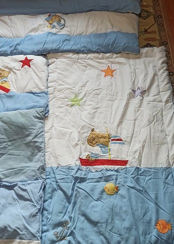 Mavi Nakışlı Çocuk Uyku Seti - Görsel 3