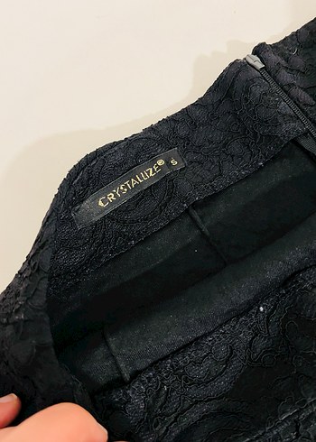 Dantel Detaylı Siyah Midi Kalem Etek - Görsel 3