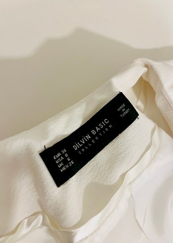 Beyaz Kadın Keten Midi Blazer - Görsel 3