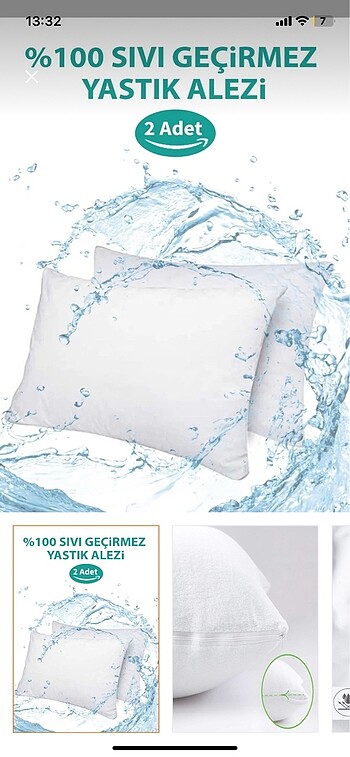 Sıvı geçirmez yastık alezi