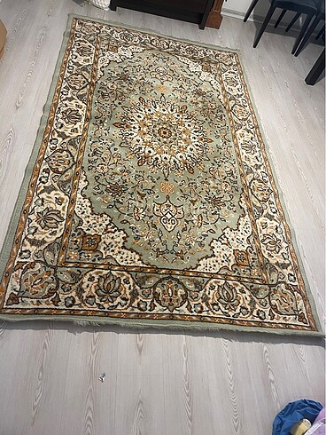 #Yün makine dokuması antika taban halısı