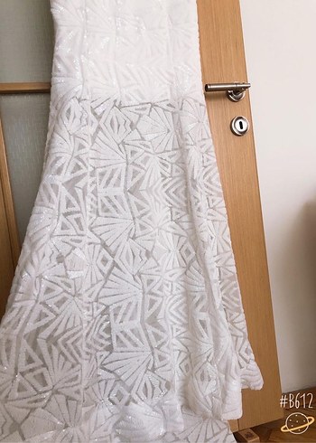 Bohem Yüksek Yakalı Uzun Kuyruklu Beyaz Gelinlik - Görsel 4