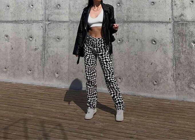 Defacto Yüksek Bel Desenli Pantalon
