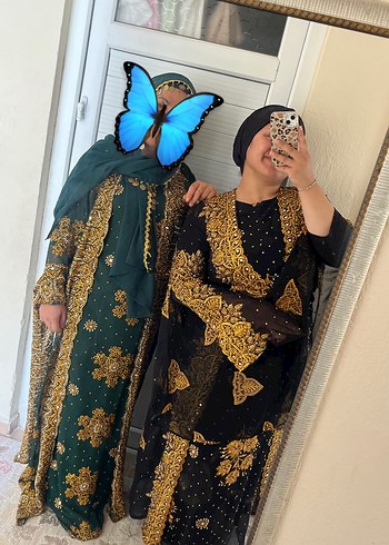 Boncuk İşlemeli Siyah Uzun Elbise