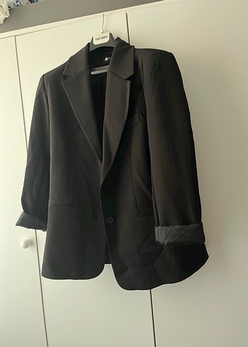 l Beden Siyah Düğmeli Kadın Blazer Ceket